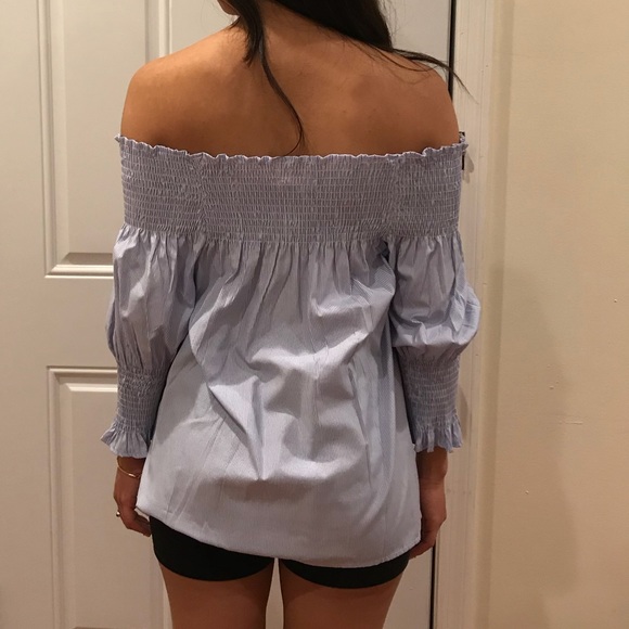 thin blue and white pin striped blouse - Picture 2 of 2